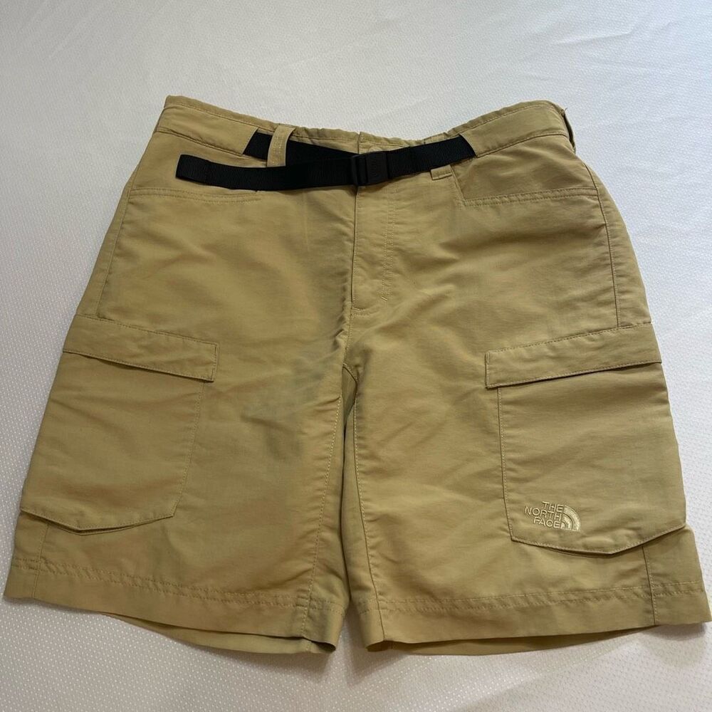 The North Face Trail Belted Hiking Nylon Kahki Shorts Size 34
